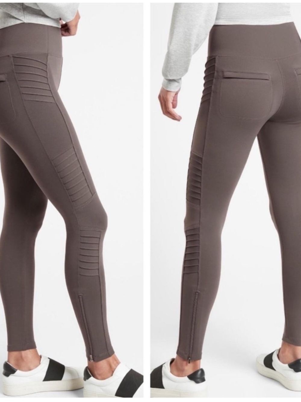 Athleta Moto Leggings XS Black High Waisted Zip Ankle Athletic Pants